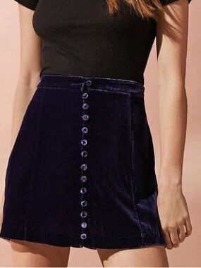 Urban outfitters velvet. Purple micro mini skirt with buttons. Small